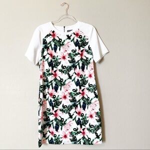 Vince Camuto Short Sleeve Shift Dress Neon Floral Mini